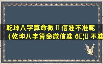 乾坤八字算命微 ☘ 信准不准呢（乾坤八字算命微信准 🦍 不准呢怎么看）